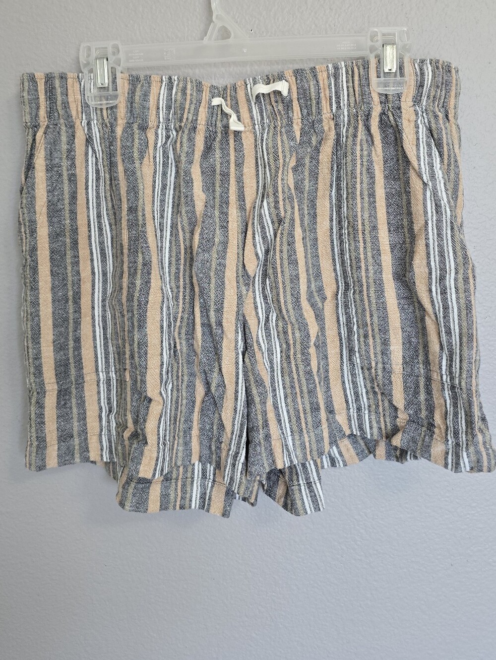 Lucky Brand Linen-Blend Shorts Striped Drawstring/ L
